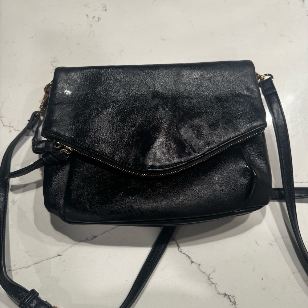 Urban Expressions Shiny Black Crossbody Bag